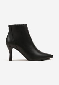 Renee - Czarne Botki na Szpilce ze Szpiczastym Noskiem w Klasycznym Stylu Rilatessa. Okazja: na co dzień. Nosek buta: szpiczasty. Kolor: czarny. Materiał: jeans. Obcas: na szpilce. Styl: klasyczny #4