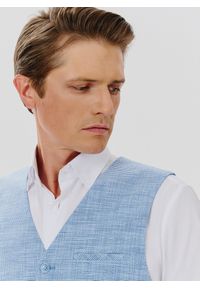 Pako Lorente - PAKO LORENTE – Jednorzędowa kamizelka męska w drobną kratę. Materiał: bawełna, poliester, elastan #3