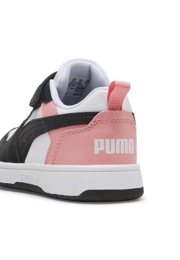 Puma - Dziecięce sneakersy PUMA Rebound V6 Lo PUMA White Black Pink Fruit. Kolor: czarny, różowy, biały, wielokolorowy. Sport: turystyka piesza