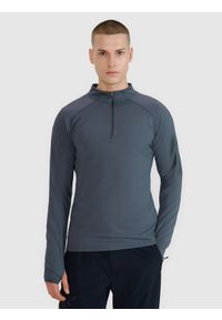4f - 4F Bluza trekkingowa szybkoschnąca męska - szara M. Kolor: szary. Materiał: materiał, włókno, syntetyk, elastan. Długość rękawa: raglanowy rękaw. Wzór: jednolity. Styl: klasyczny. Sport: turystyka piesza, wspinaczka