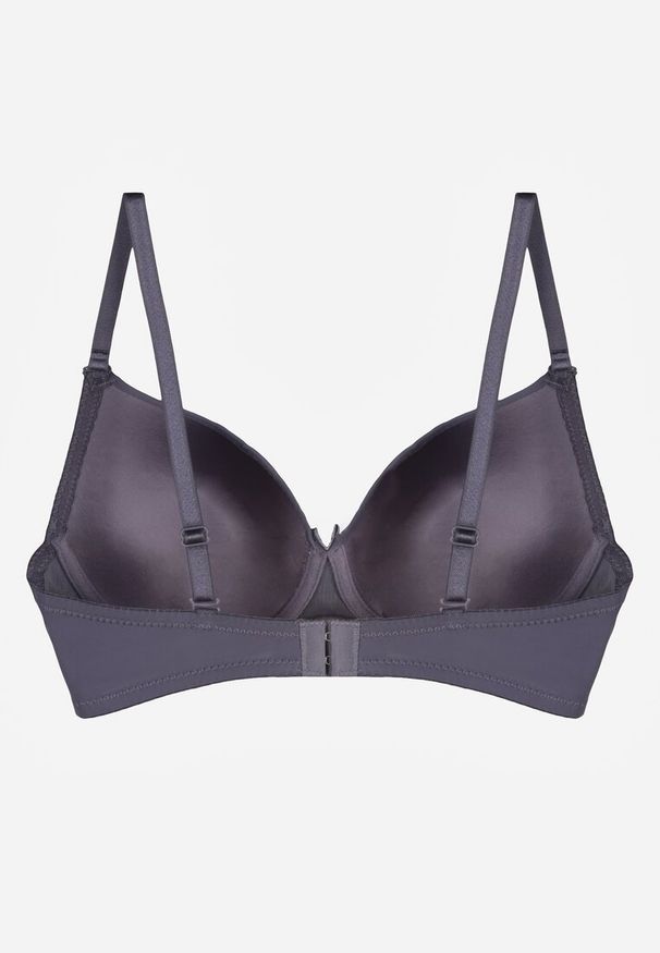 Renee - Granatowy Gładki Biustonosz o Klasycznym Fasonie Zdobiony Kokardką Caloris. Kolor: niebieski. Wzór: gładki, aplikacja