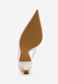 Renee - Białe Sandały na Obcasie Kaczuszka ze Szpiczastym Noskiem Elda. Okazja: na wesele, na co dzień, na ślub cywilny. Nosek buta: szpiczasty. Kolor: biały. Materiał: jeans. Obcas: na obcasie. Styl: casual, klasyczny. Wysokość obcasa: średni #7