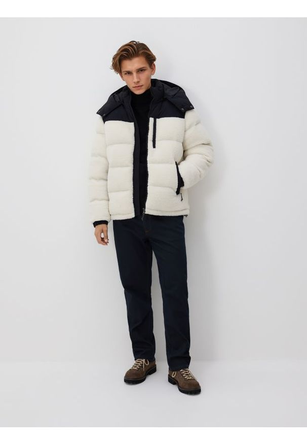 Reserved - Kurtka sherpa puffer - złamana biel. Materiał: materiał