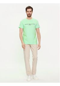TOMMY HILFIGER - Tommy Hilfiger T-Shirt Logo MW0MW11797 Zielony Slim Fit. Kolor: zielony. Materiał: bawełna #4