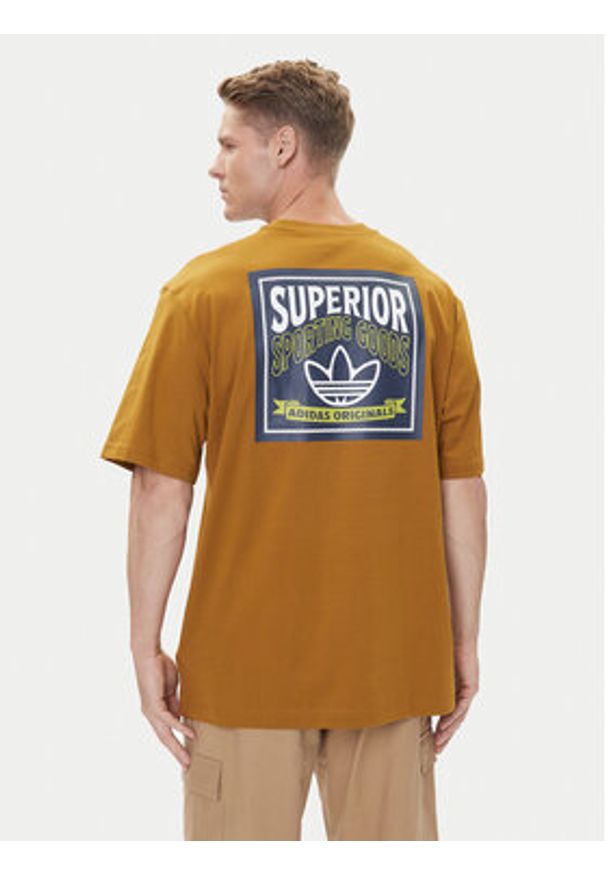 Adidas - adidas T-Shirt Wabash JW0160 Brązowy Loose Fit. Kolor: brązowy. Materiał: bawełna