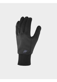 4f - Rękawiczki softshellowe Touch Screen uniseks - czarne. Kolor: czarny. Materiał: elastan, syntetyk, softshell, materiał. Technologia: Windstopper. Wzór: jednolity. Sezon: zima. Sport: turystyka piesza, narciarstwo #1