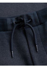 Ombre Clothing - Casualowe męskie szorty SLIM FIT z dzianiny żakardowej – granatowe V1 - Rozmiar: M. Okazja: na co dzień. Kolor: niebieski. Materiał: żakard, dzianina. Styl: casual #10