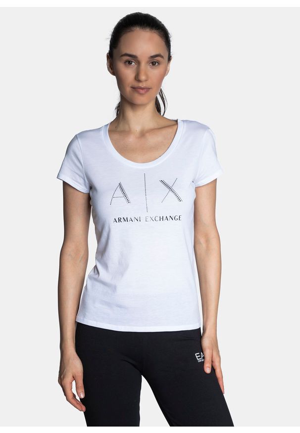 Koszulka damska biała Armani Exchange 8NYT83 YJ16Z 1000. Kolor: biały