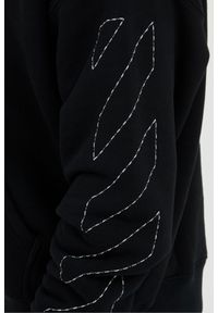 OFF-WHITE Czarna męska bluza haftowana Stitch Arr Skate Hoodie, Rozmiar L. Kolor: czarny. Wzór: haft