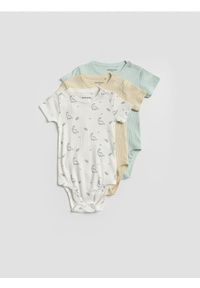 Reserved - Bawełniane body 3 pack - kremowy. Kolor: kremowy. Materiał: bawełna