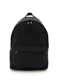 MONCLER - Czarny plecak z logo. Kolor: czarny. Materiał: guma, materiał. Wzór: aplikacja. Styl: klasyczny, casual #5