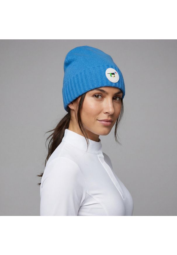 Cienka czapka jeździecka GALOP WEAR merino kaszmir. Kolor: niebieski. Materiał: kaszmir. Styl: sportowy