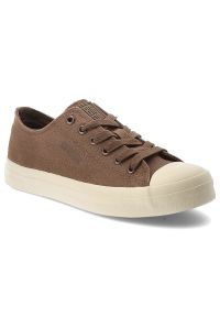 Big-Star - Trampki damskie Big Star, cholewka z materiału tekstylnego klasyczne sznurowanie zaokrąglony gumowy nosek, brązowe, TT274123. Zapięcie: sznurówki. Kolor: brązowy. Materiał: materiał, guma. Szerokość cholewki: normalna. Styl: klasyczny #1