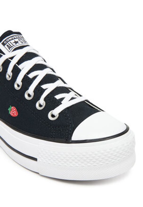 Converse Trampki Chuck Taylor All Star Lift Platform Embroidered Strawberries A14935C Czarny. Kolor: czarny. Materiał: materiał. Obcas: na platformie