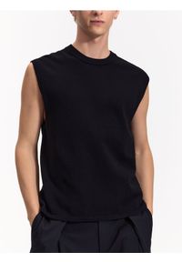 Reserved - Kamizelka z wiskozą - czarny. Kolor: czarny. Materiał: wiskoza #1