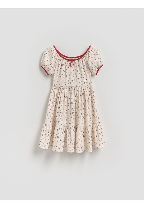 Reserved - Wzorzysta sukienka - wielobarwny. Materiał: tkanina