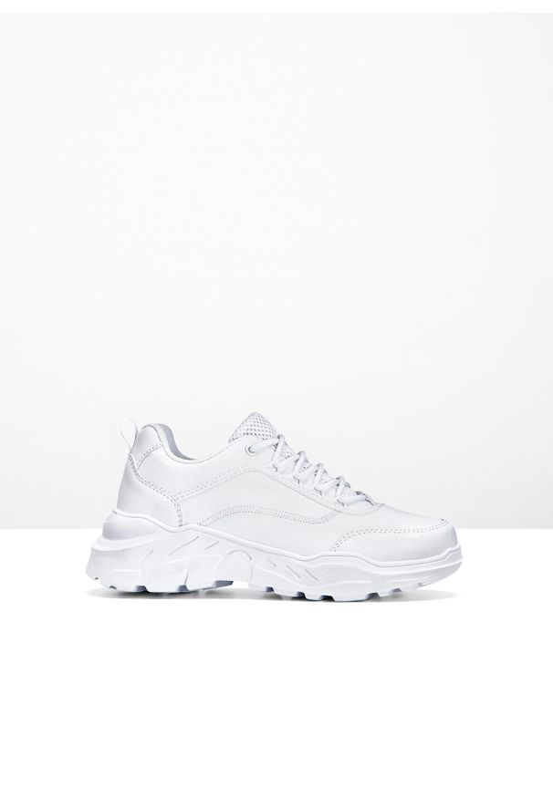bonprix - Sneakersy chunky z lekką podeszwą. Zapięcie: sznurówki. Kolor: biały. Obcas: na platformie