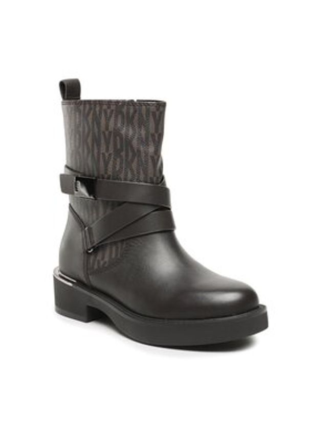 DKNY Botki Taeta K2312709 Brązowy. Kolor: brązowy. Materiał: skóra