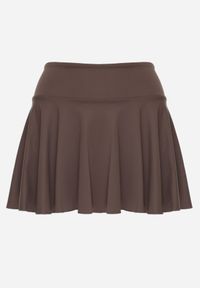 Renee - Brązowe Spódnico-Szorty High Waist Lumivine. Okazja: na co dzień. Stan: podwyższony. Kolor: brązowy. Styl: elegancki, casual #5