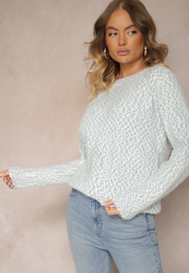 Renee - Jasnoniebieski Sweter z Wełną w Klasycznym Stylu Zentina. Okazja: na spotkanie biznesowe, na co dzień. Kolor: niebieski. Materiał: wełna. Długość rękawa: długi rękaw. Długość: długie. Sezon: zima, jesień. Styl: klasyczny