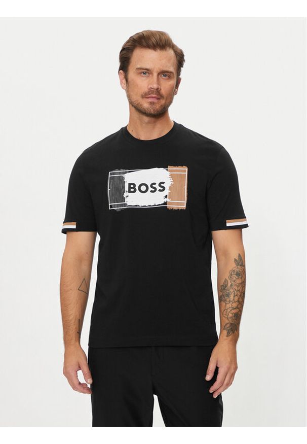 BOSS - Boss T-Shirt Open 50531795 Czarny Regular Fit. Kolor: czarny. Materiał: bawełna