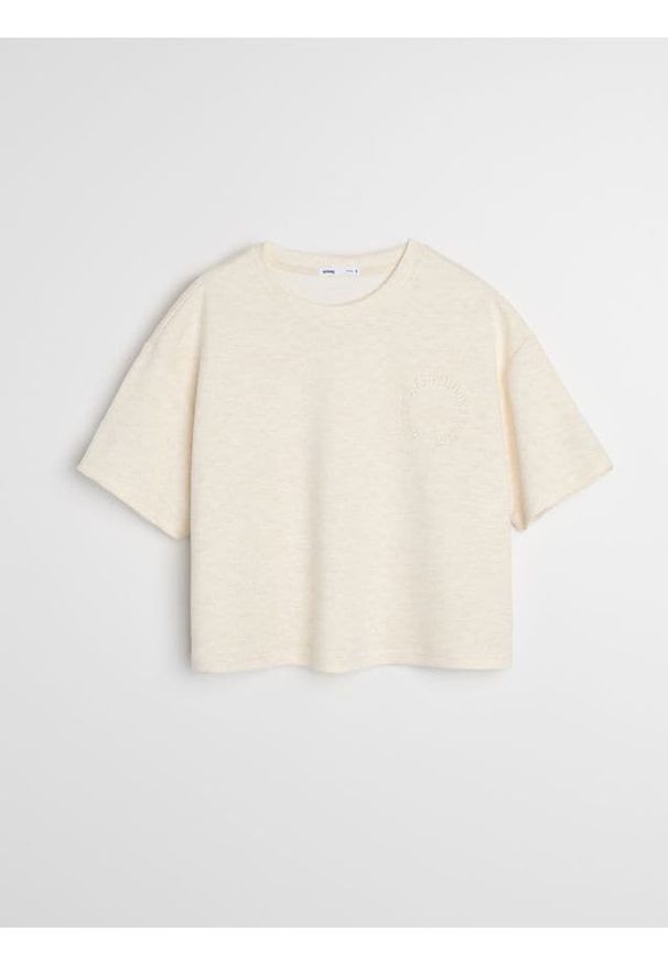 Sinsay - Bluza z domieszką wiskozy - kremowy. Kolor: kremowy. Materiał: wiskoza