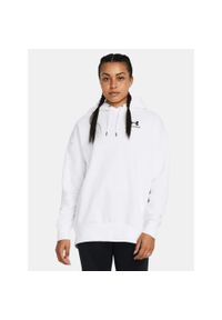 Under Armour - Bluza fitness damska UNDER ARMOUR Icon Fleece Oversized Hoodie z kapturem. Typ kołnierza: kaptur. Kolor: biały. Sport: fitness