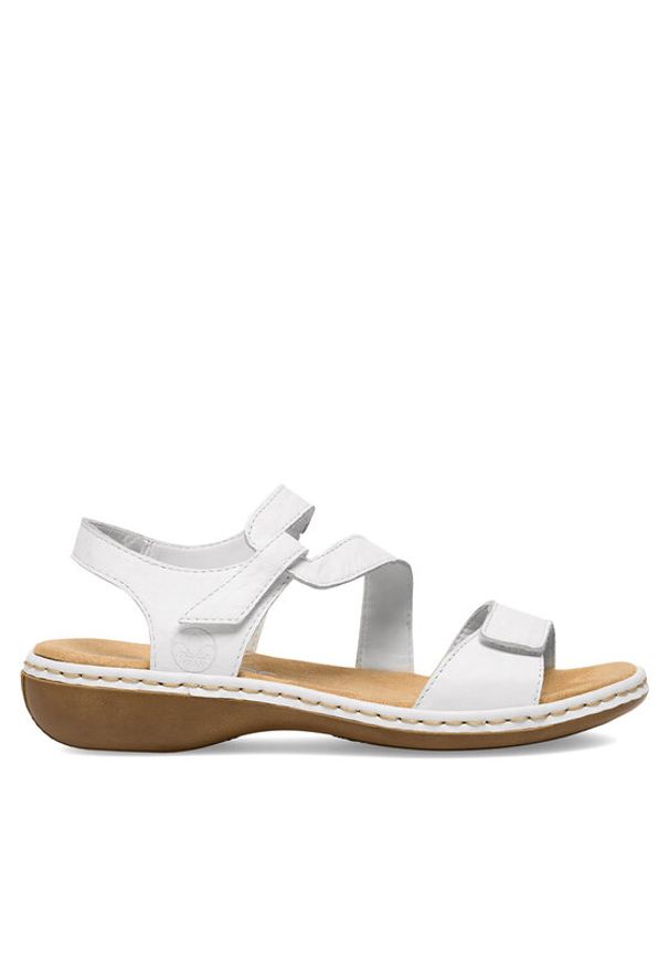 Rieker Sandały 659C7-80 Biały. Kolor: biały. Materiał: zamsz, skóra