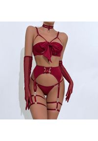 Intica - Komplet bielizny z koronką i kokardą na romantyczne wieczory Manjola. Kolor: czarny. Materiał: koronka. Wzór: koronka #4