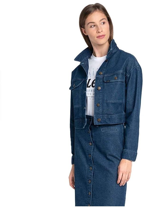 Lee - LEE SEASONAL RIDER JACKET KURTKA JEANSOWA DAMSKA DARK WILMA L54HDJGR 112112779. Materiał: jeans