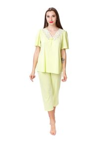 MEWA Lingerie - Dwuczęściowa piżama damska Xenia krótki rękaw. Materiał: jedwab, wiskoza, poliamid, materiał, dzianina. Długość: krótkie. Wzór: aplikacja #1