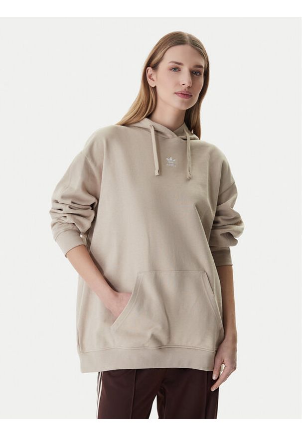 Adidas - adidas Bluza Essentials KC9144 Beżowy Oversize. Kolor: beżowy. Materiał: bawełna
