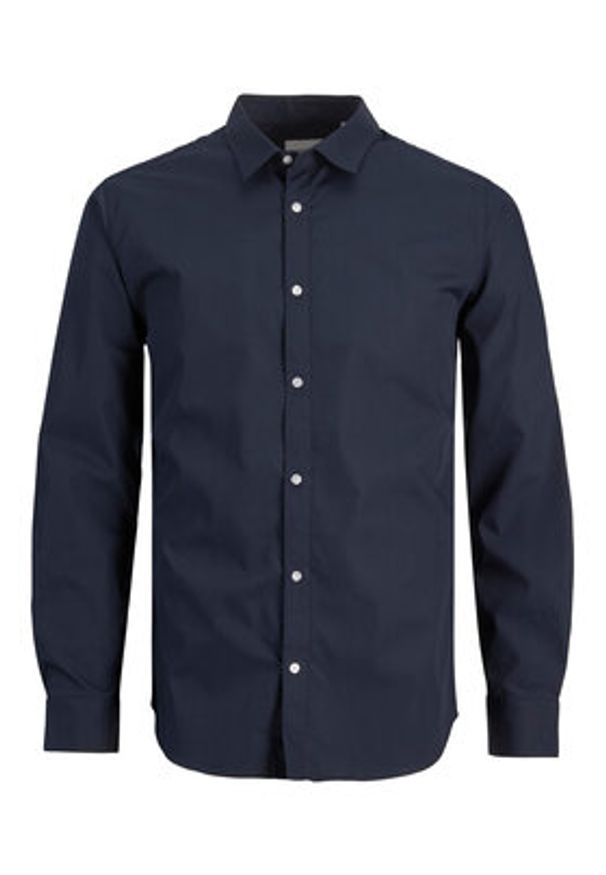 Jack & Jones - Jack&Jones Koszula 12187222 Granatowy Slim Fit. Kolor: niebieski. Materiał: syntetyk, bawełna