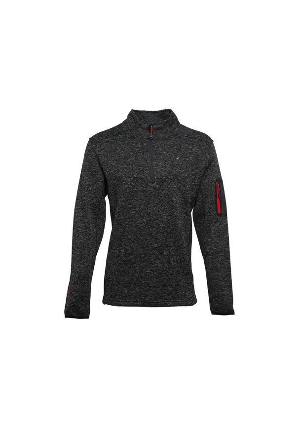 PEAK MOUNTAIN - Bluza polarowa typu half zip Peak Mountain Cypar. Kolor: czarny. Materiał: polar. Sezon: zima. Sport: narciarstwo