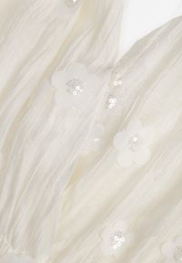 Renee - Beżowy Kombinezon z Tencelu z Kopertowym Dekoltem Cekinami i Kwiatami 3D Kairial. Okazja: na imprezę. Kolor: beżowy. Materiał: materiał, poliester. Wzór: kwiaty. Sezon: lato. Styl: elegancki #7