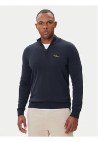 Aeronautica Militare Sweter 252MA1578UL00506 Granatowy Regular Fit. Kolor: niebieski. Materiał: bawełna