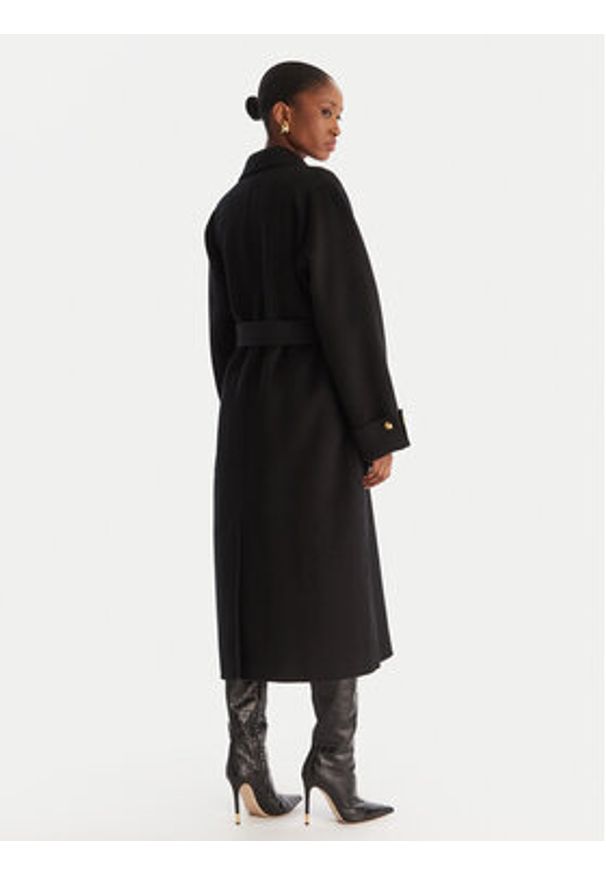 Elisabetta Franchi Płaszcz wełniany CP-68D-56E2-V820 Czarny Regular Fit. Kolor: czarny. Materiał: wełna