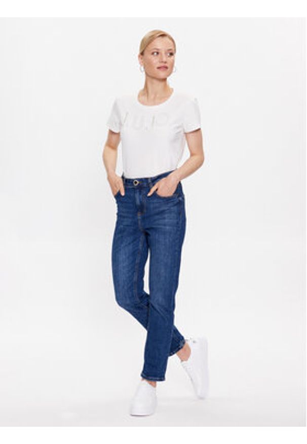 Liu Jo Sport T-Shirt TF3084 J0088 Écru Regular Fit. Materiał: bawełna. Styl: sportowy