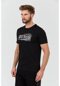 Guess - GUESS Czarny męski t-shirt Box Logo, Rozmiar L. Kolor: czarny