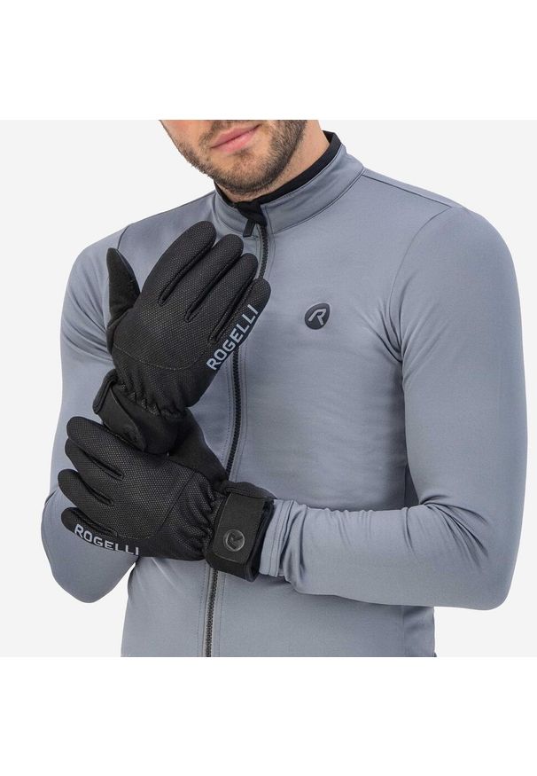 ROGELLI - Rękawiczki zimowe męskie Rogelli Alta, wiatroodporne. Kolor: czarny. Sezon: zima. Sport: kolarstwo