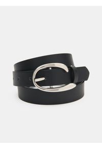 Sinsay - Pasek ze srebrną klamrą - czarny. Kolor: czarny #1