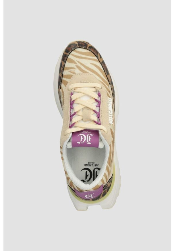 Just Cavalli - JUST CAVALLI Beżowe sneakersy Fondo Karina Dis, Rozmiar 36. Kolor: beżowy