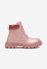 Born2be - Różowe Botki Lekko Ocieplane z Metalicznym Połyskiem Meridon. Okazja: na uczelnię, na co dzień. Kolor: różowy. Materiał: jeans. Styl: młodzieżowy, casual, elegancki