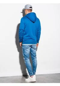 Ombre Clothing - Bluza męska rozpinana z kapturem B1086 - niebieska - S. Typ kołnierza: kaptur. Kolor: niebieski. Materiał: bawełna, poliester #7