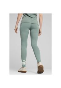 Puma - Legginsy damskie z logo No. 1 ESS PUMA Green Moon. Kolor: szary. Materiał: guma. Wzór: nadruk