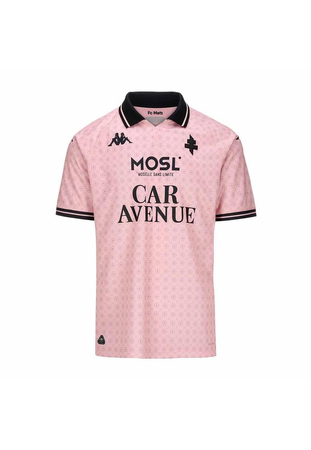 Kappa - Trzecia koszulka dla dzieci Metz Kombat 2024/25. Kolor: wielokolorowy, czarny, różowy. Sport: piłka nożna