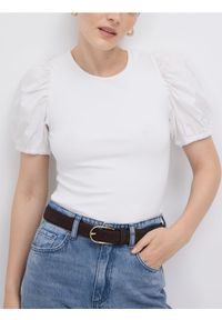 Reserved - Bluzka z modalem - biały. Kolor: biały. Materiał: dzianina #1