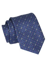 Alties - Krawat - ALTIES - Granat, Drobne Kwiatki. Kolor: niebieski. Materiał: tkanina. Wzór: kwiaty. Styl: elegancki, wizytowy