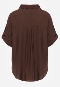 Renee - Brązowa Wiskozowa Koszula Nietoperz z Regulowanymi Rękawami i Haftem Drenesh. Kolor: brązowy. Materiał: wiskoza. Wzór: haft. Styl: boho #7