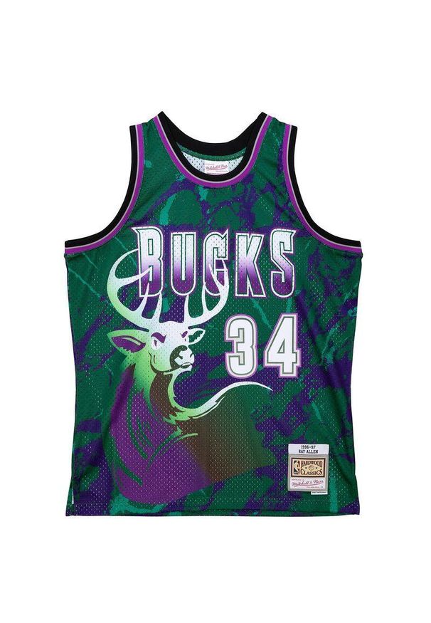 Mitchell & Ness - Koszulka Milwaukee Bucks Ray Allen Team Swingman 1996/97. Kolor: zielony. Materiał: poliester. Sport: koszykówka